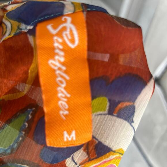 Boho Sequence Swimsuit Cover UP Floral Multi Colored Resort Wear Vacation Sz M - Picture 5 of 5